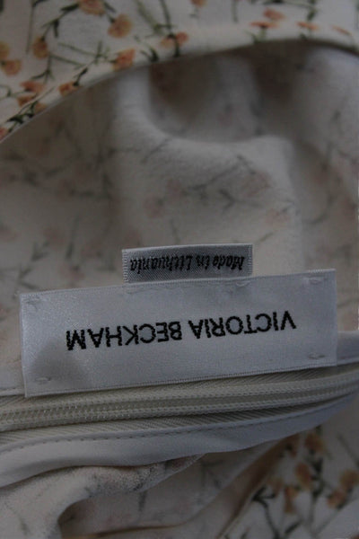 Victoria Beckham Women Maxi Floral Dress White Long Sleeve Zip Size 8
