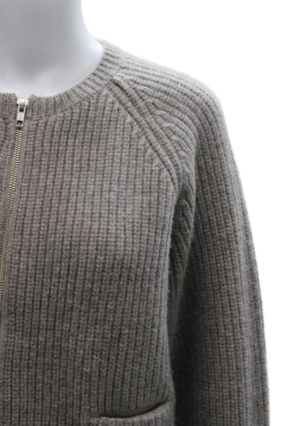 Almina Concept Womens Merino Wool Gray Cardigan Round Neck Long Sleeve Size L