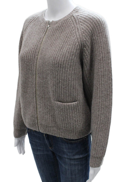 Almina Concept Womens Merino Wool Gray Cardigan Round Neck Long Sleeve Size L