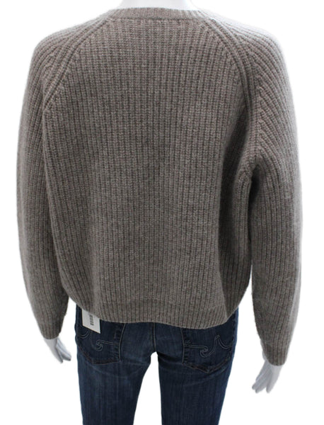Almina Concept Womens Merino Wool Gray Cardigan Round Neck Long Sleeve Size L