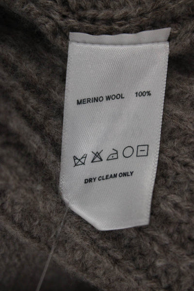 Almina Concept Womens Merino Wool Gray Cardigan Round Neck Long Sleeve Size L