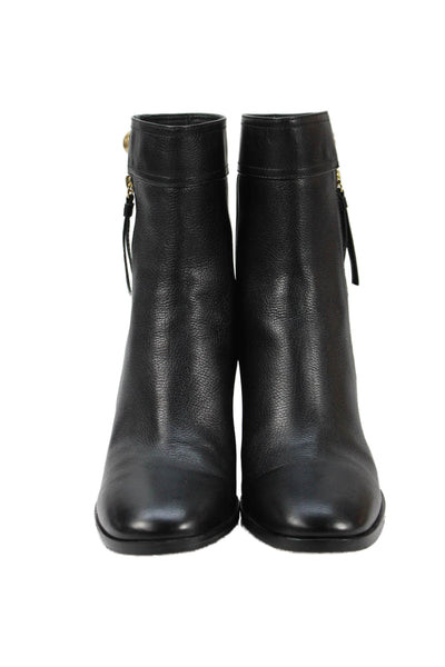 Gianvito Rossi Womens Side Zip Block Heel Leather Booties Black Size 41.5