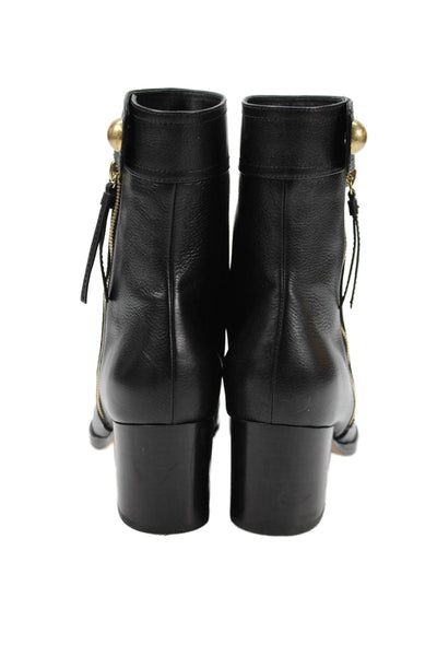 Gianvito Rossi Womens Side Zip Block Heel Leather Booties Black Size 41.5
