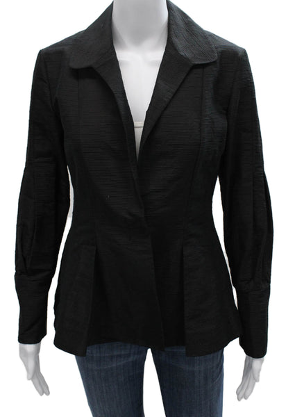Sam Kori George Womens Black Polyester Blend Blazer Button Closure Size 4