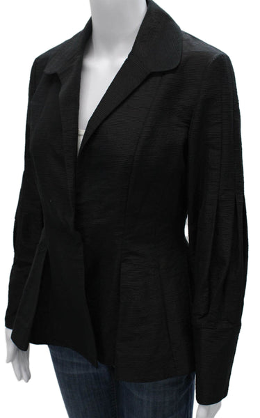 Sam Kori George Womens Black Polyester Blend Blazer Button Closure Size 4