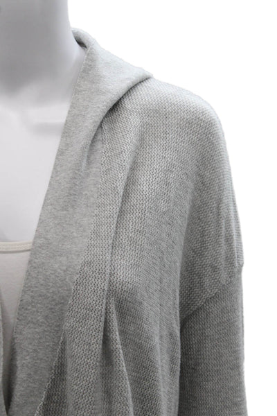 White + Warren Women V Neck Long Sleeve Viscose Cardigan Gray Size S