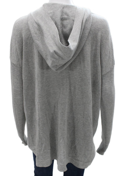 White + Warren Women V Neck Long Sleeve Viscose Cardigan Gray Size S