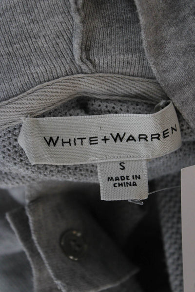 White + Warren Women V Neck Long Sleeve Viscose Cardigan Gray Size S
