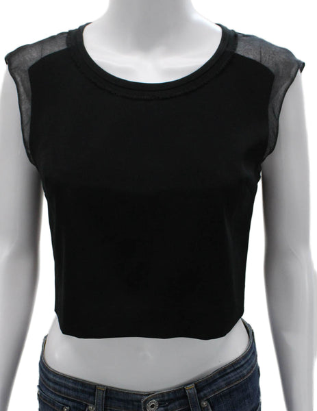 Elizabeth & James Women Cropped Tee Black Cap Sleeve Crewneck Size XS