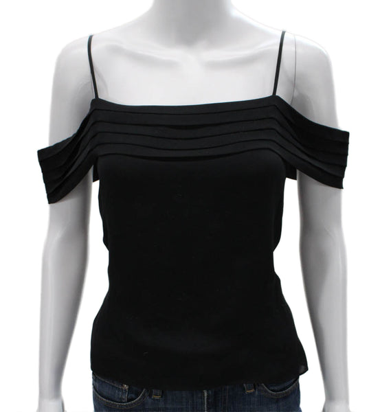 T Alexander Wang Women Silk Camisole Black Square Neck Sleeveless Size 2