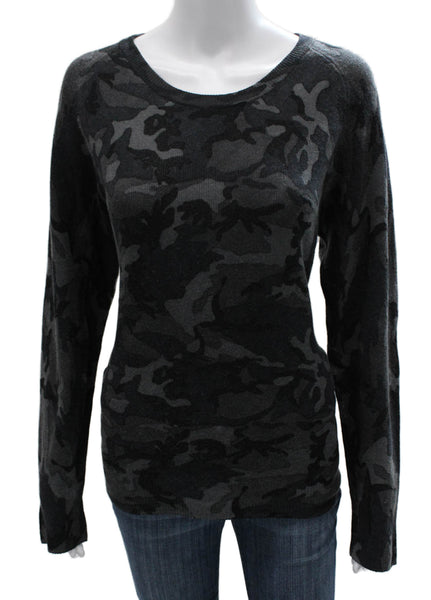 Equipment Femme Women Cashmere Camouflage Pullover Gray Crewneck Size M