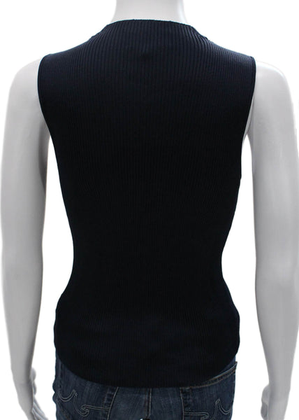 Intermix Women Basic Sleeveless High Neck Rayon Tank Blue Size XS