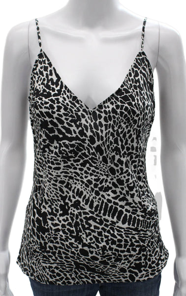 Frame Womens Silk V Neck Animal Print Sleeveless Tank Multicolor Size XS