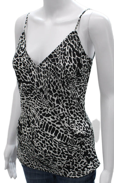 Frame Womens Silk V Neck Animal Print Sleeveless Tank Multicolor Size XS