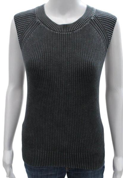 YFB Womens Gray Striped Cotton Sleeveless Pullover Sweater Round Neck Size XS
