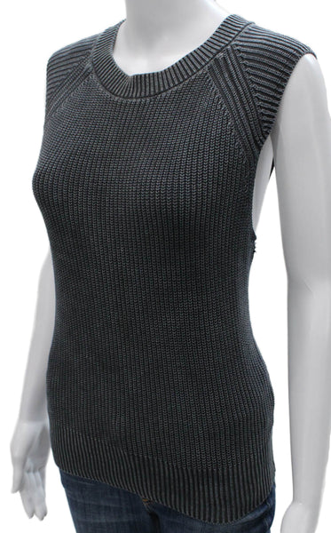 YFB Womens Gray Striped Cotton Sleeveless Pullover Sweater Round Neck Size XS
