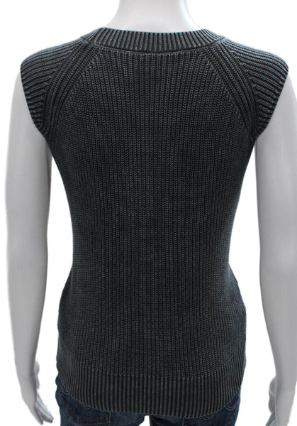 YFB Womens Gray Striped Cotton Sleeveless Pullover Sweater Round Neck Size XS