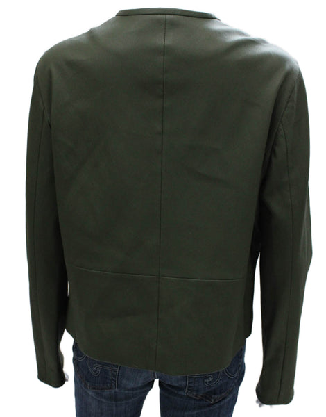 Susan Bender Womens Green Leather Basic Jacket Button Size 10
