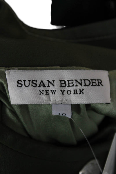 Susan Bender Womens Green Leather Basic Jacket Button Size 10