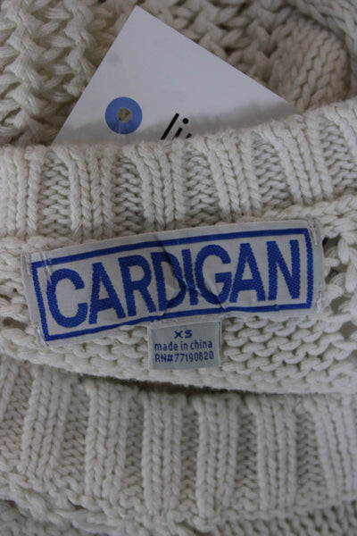 Cardigan Womens White Cotton Sleeveless Round Neck Sweater Vest Size XS