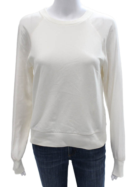 Equipment Femme Womens Cotton Crew Neck Pullover Sweatshirt White Size XS