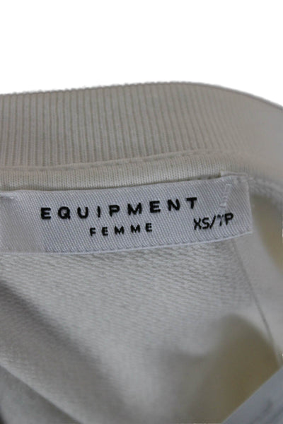 Equipment Femme Womens Cotton Crew Neck Pullover Sweatshirt White Size XS