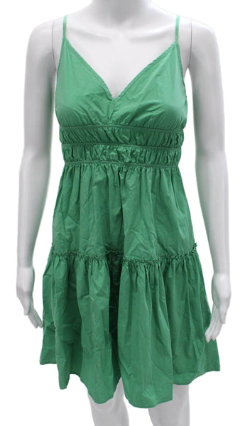 Rails Womens Sundress Green V Neck Organic Cotton Sleeveless Short Size XS