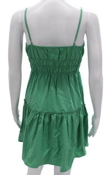 Rails Womens Sundress Green V Neck Organic Cotton Sleeveless Short Size XS