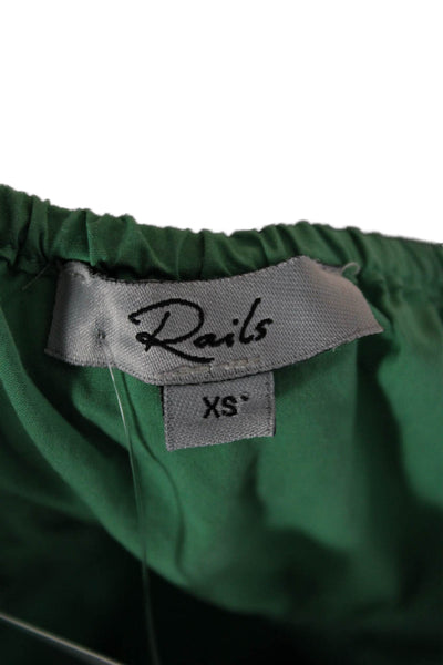 Rails Womens Sundress Green V Neck Organic Cotton Sleeveless Short Size XS