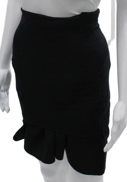 Wolford Womens Trumpet Skirt Black Virgin Wool Knee Length Pull On Size 10