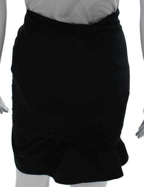 Wolford Womens Trumpet Skirt Black Virgin Wool Knee Length Pull On Size 10