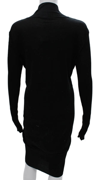 Wolford Women Black Wool Turtleneck Sweater Dress Long Sleeve Mid Calf Size M