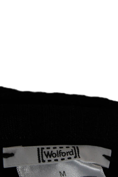 Wolford Women Black Wool Turtleneck Sweater Dress Long Sleeve Mid Calf Size M