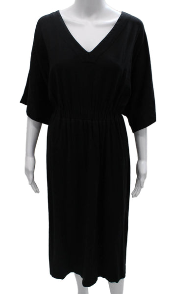 Able Women Maxi Dress Black V-Neck Half Sleeve Supima Cotton Size S