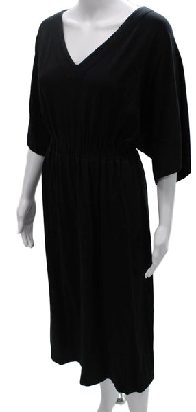 Able Women Maxi Dress Black V-Neck Half Sleeve Supima Cotton Size S