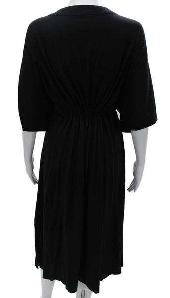 Able Women Maxi Dress Black V-Neck Half Sleeve Supima Cotton Size S
