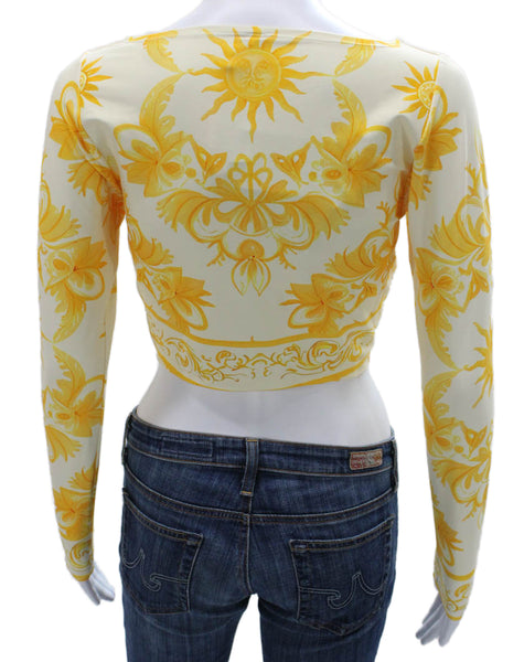 Antonio Melani Womens Cropped Button-Up White Floral Sweater Size S