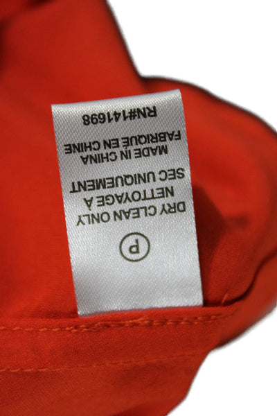 Ramy Brook Women Silk Halter Tie Sleeveless Basic Tank Orange Size 2XS