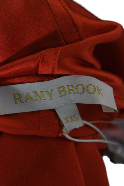 Ramy Brook Women Silk Halter Tie Sleeveless Basic Tank Orange Size 2XS