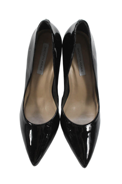 Saks Fifth Avenue Women's Pointed Toe Patent Leather Pumps Black Size 7.5