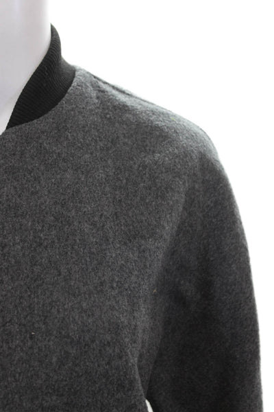Vince Womens Bomber Jacket Gray Wool Zip Long Sleeve Size XS