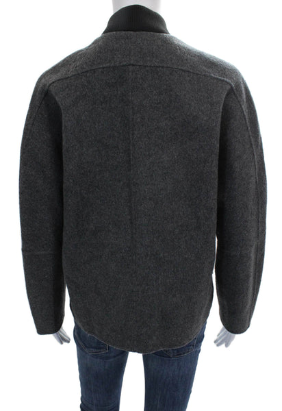 Vince Womens Bomber Jacket Gray Wool Zip Long Sleeve Size XS