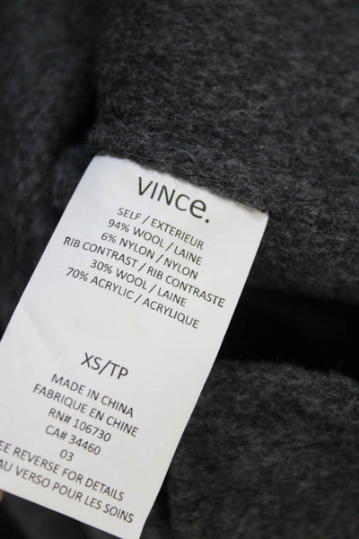 Vince Womens Bomber Jacket Gray Wool Zip Long Sleeve Size XS