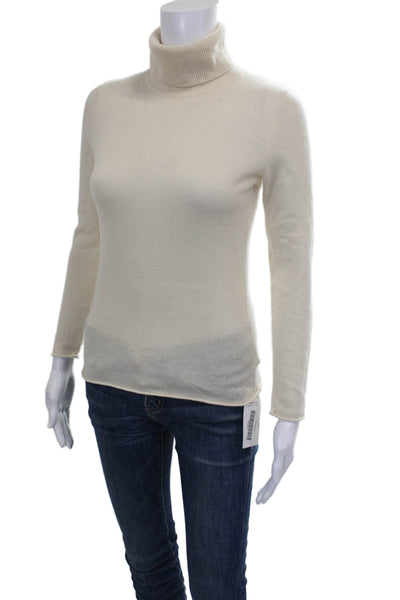 Neiman Marcus Women Cashmere Turtleneck Sweater Ivory Long Sleeve Size XS