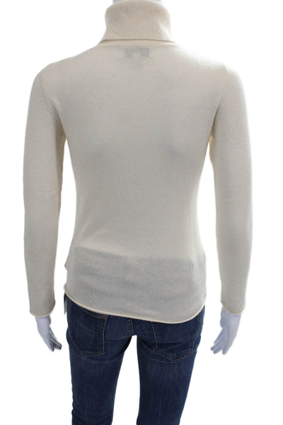 Neiman Marcus Women Cashmere Turtleneck Sweater Ivory Long Sleeve Size XS