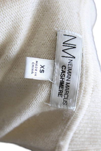Neiman Marcus Women Cashmere Turtleneck Sweater Ivory Long Sleeve Size XS