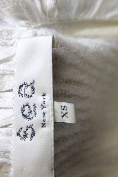 Sea New York Womens White High Neck Pullover Sweater 3/4 Sleeve Button Size XS
