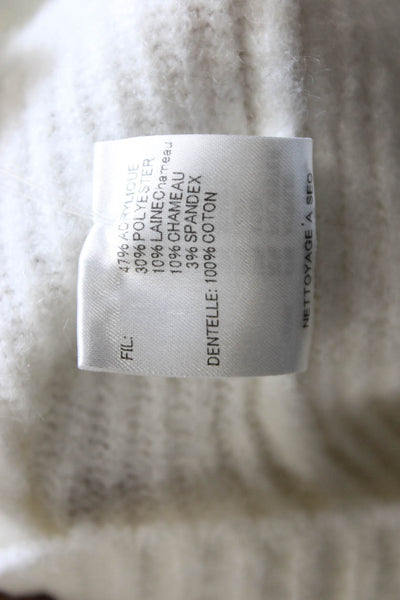 Sea New York Womens White High Neck Pullover Sweater 3/4 Sleeve Button Size XS