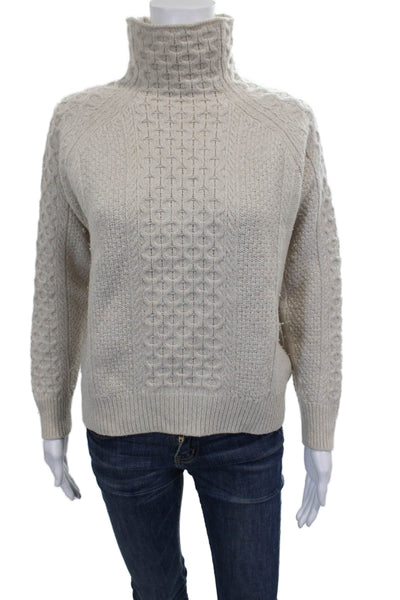 Vince Womens Beige Wool Turtleneck Pullover Geometric Long Sleeve Size XS