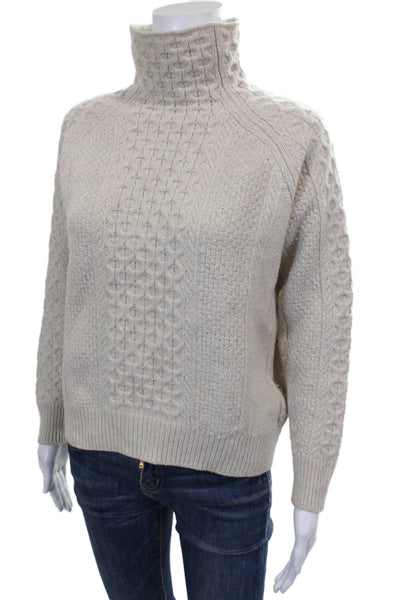 Vince Womens Beige Wool Turtleneck Pullover Geometric Long Sleeve Size XS